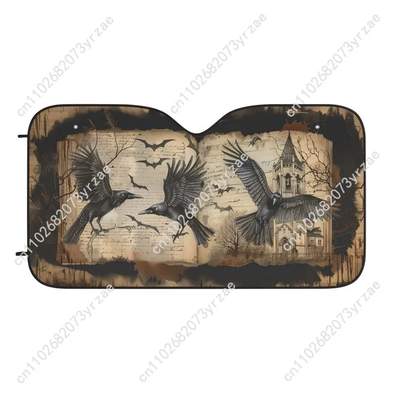 

Ravens Church Car Sun Shade Good Heat Insulation Effect Windshield Sunshade Portable Waterproof Easy Clean Car Accessory