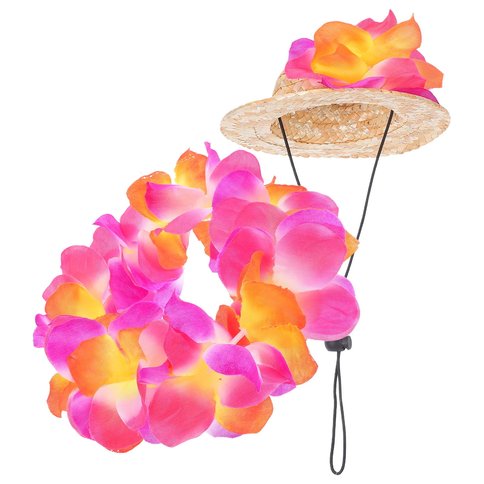 

1 Set Party Garland Outfit Summer Beach Dog Hat Puppy Costume Straw Accessories Clothing For Small Dogs Lightweight Comfortable
