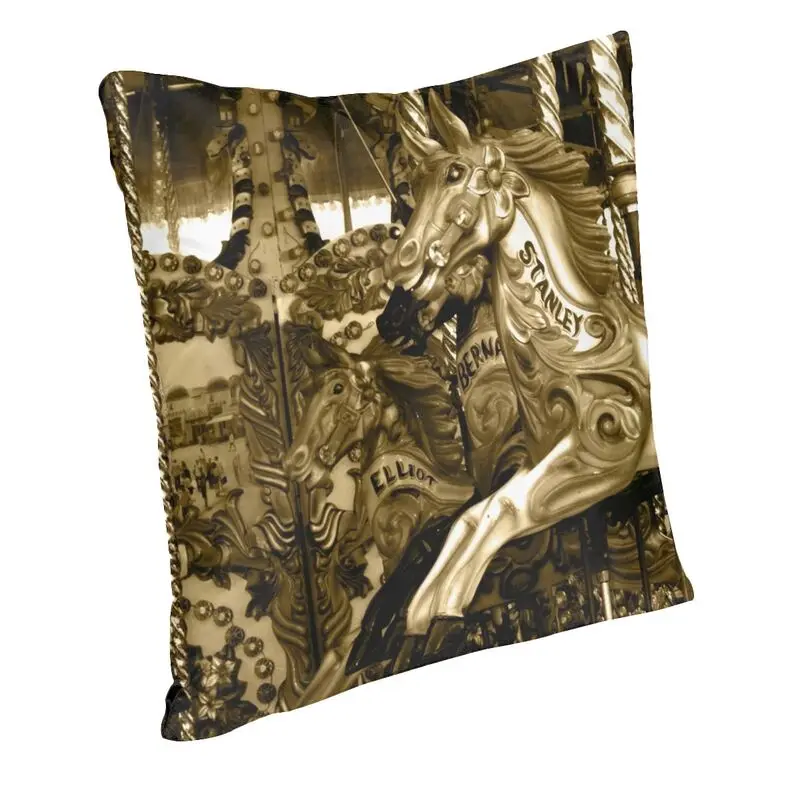 Amusement Park Rides Carousel Cushion Cover Double Side 3D Print Throw Pillow Case for Sofa Cool Pillowcase Home Decorative