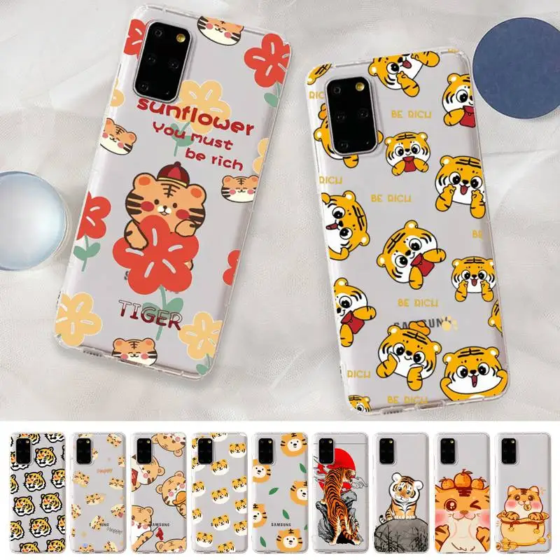 Cartoon Fat Tiger  Phone Case for Samsung A51 A52 A71 A12 for Redmi 7 9 9A for Huawei Honor8X 10i Clear Case