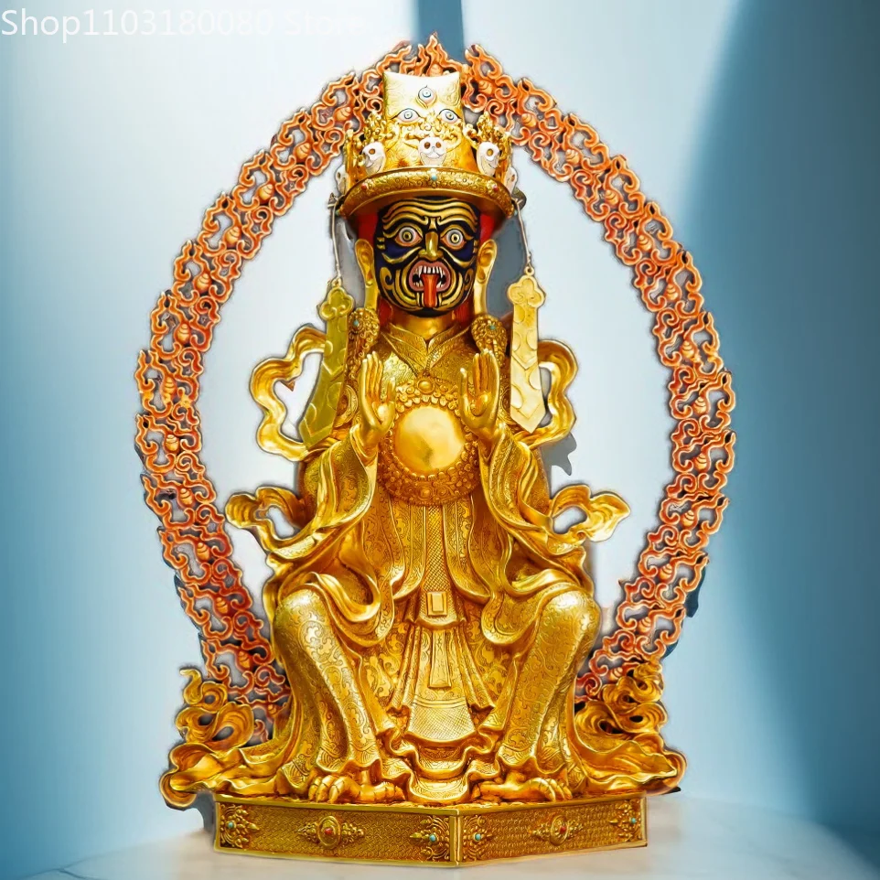 Copper gilding carve Zaki Lhamo Buddha statue Tibet Buddhism Palden Lhamo God of Wealth sculpture Large size,47cm