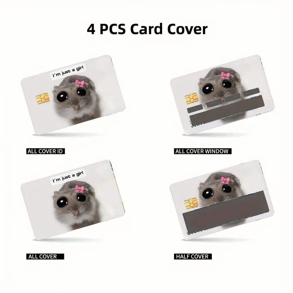 1/4Pcs Funny Sad Hamster Cute Meme Sticker Case Tape Film Skin for Small Chip Credit Card Bus Card Christmas Gift Wholesale