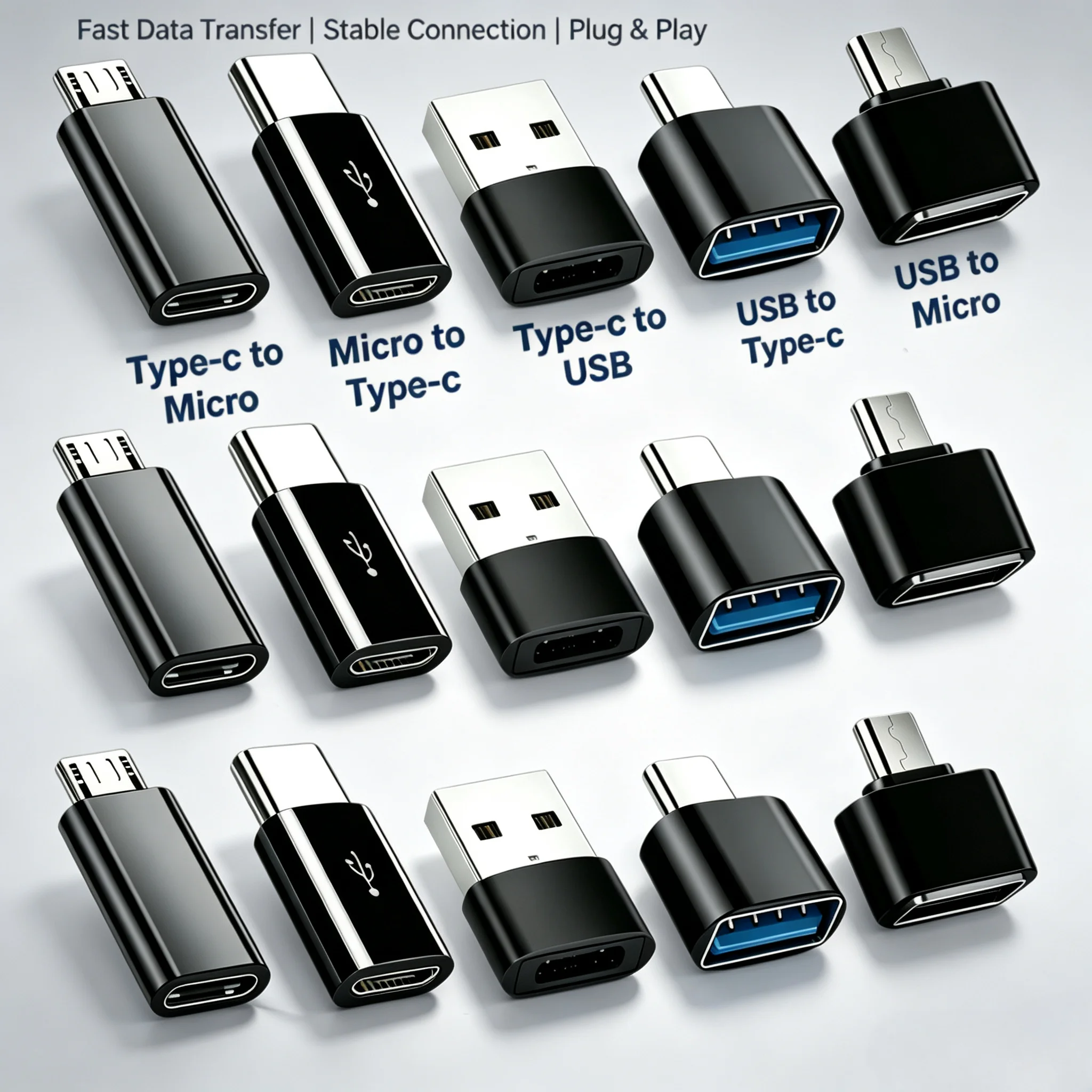 USB C to USB, mini adapter USB C OTG to C interface, Micro to C, Micro to C multi-style combination set (optional 10-12-15 set)