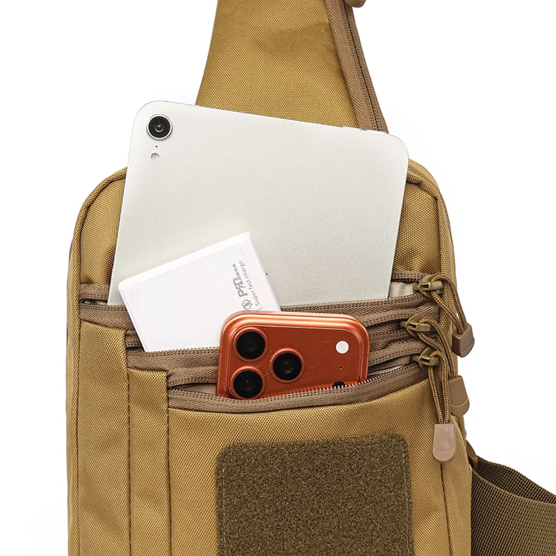 Taktische Umhängetasche für Herren – Leichte Brusttasche zum Wandern & Camping, mit sicheren Reißverschluss-Aufbewahrungstaschen – Detail 11