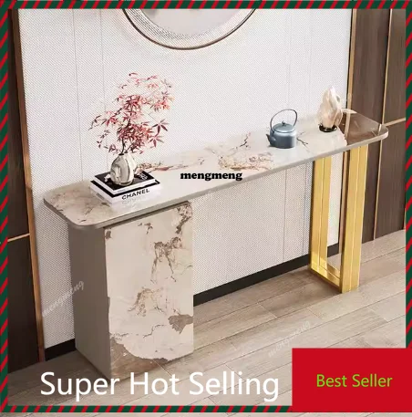 Italian light luxury rock slab entrance table semi-round modern simple wall into the house rock slab end frame fashion