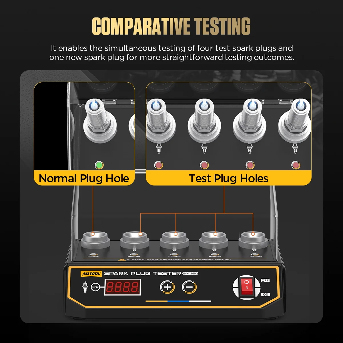 Autool spt360 neueste auto zündkerzen tester zünd tester 220v 110v automobil diagnose werkzeug 5 loch zündkerzen analysator – Detail 7