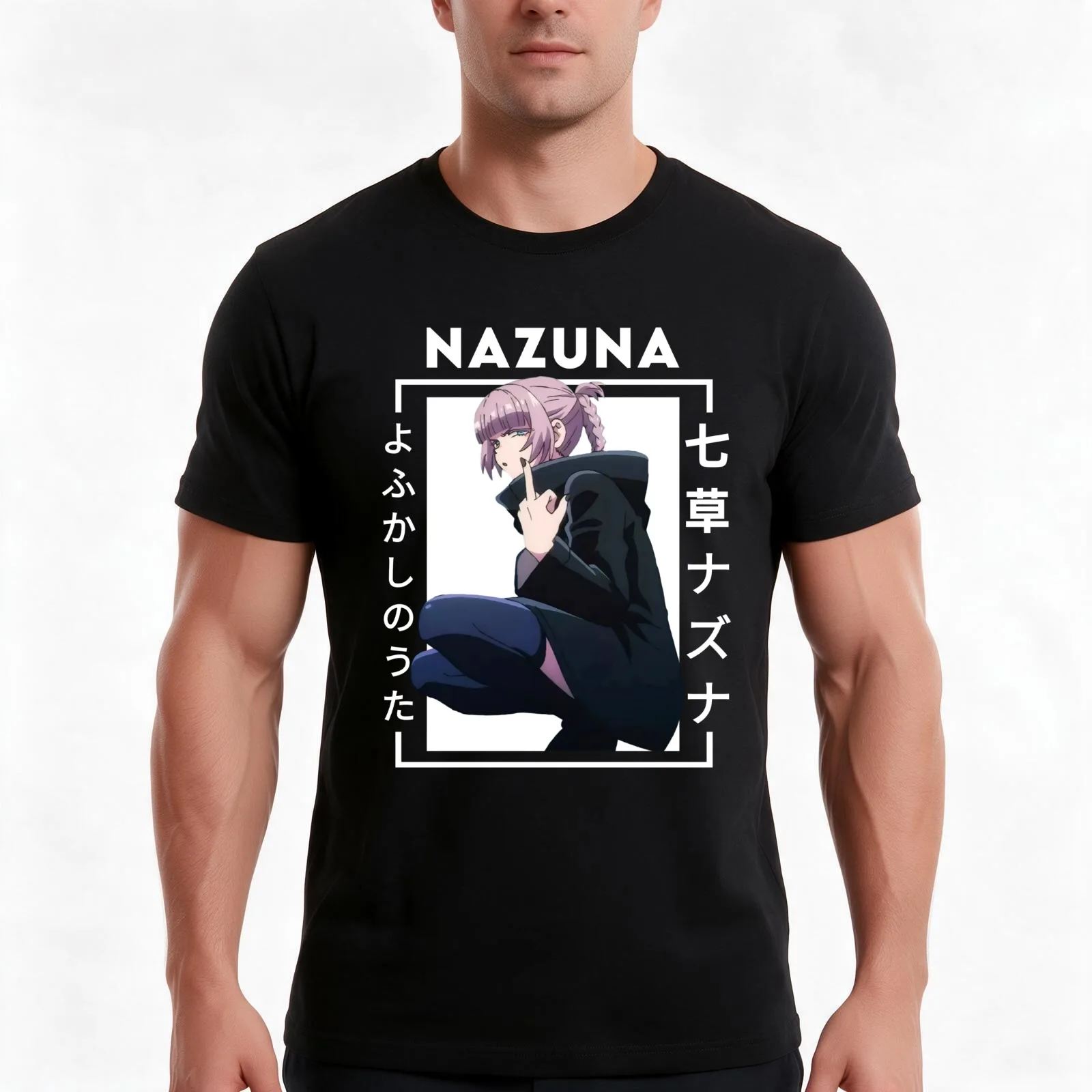 Call of the Night - Nazuna middle finger T-Shirt Summer Casual Cotton Tee Oversized Streetwear Tops Vintage Graphic Print