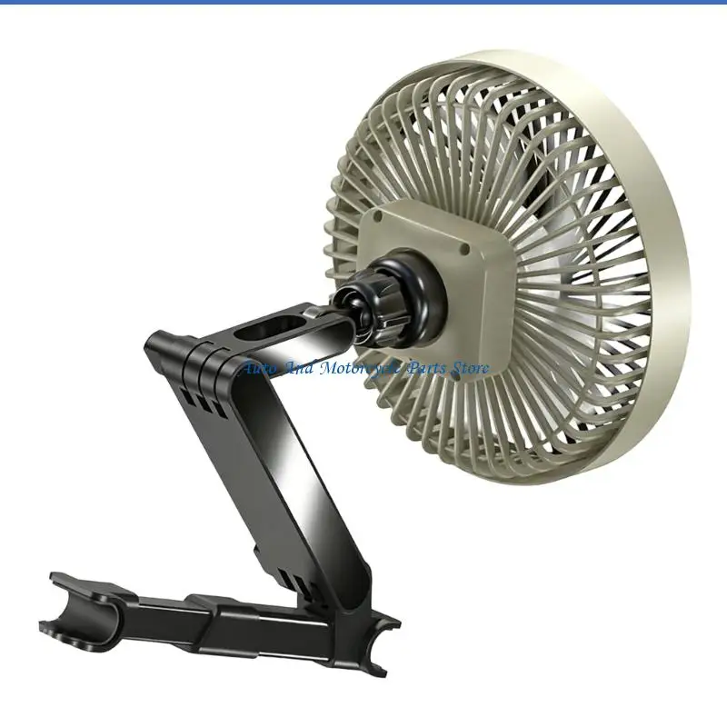 P9FD Universal 12V 24V Car Cooling Fan Featuring Adjustable Rotation Stand And 3 Speed Choices For Vehicles Trucks