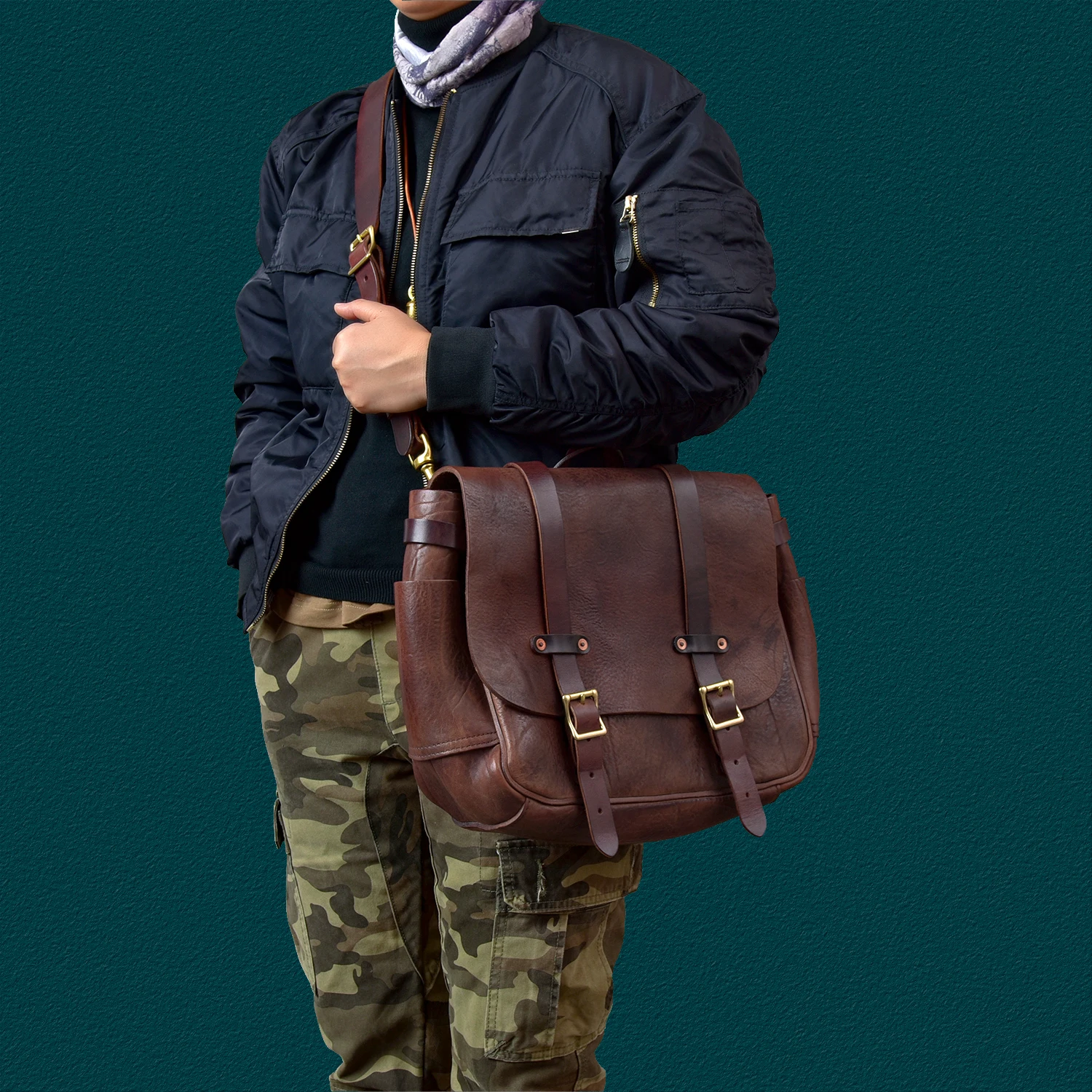 

vintage designer handmade thick first layer cowhide men's messenger bag outdoor work travel luxury real leather shoulder bag