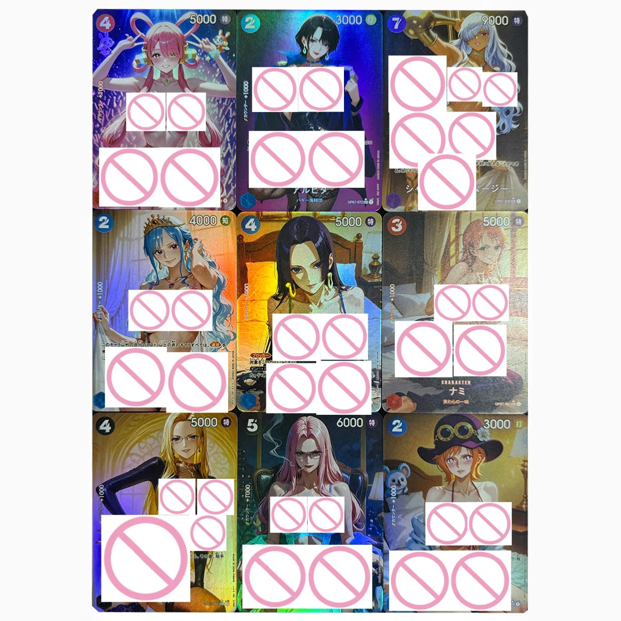 

Набор из 9 голографических карт ACG One Piece Cos Series: Ута, Коала, Нефелтари, Виви, Боа Хэнкок. Коллекционные аниме-карты.