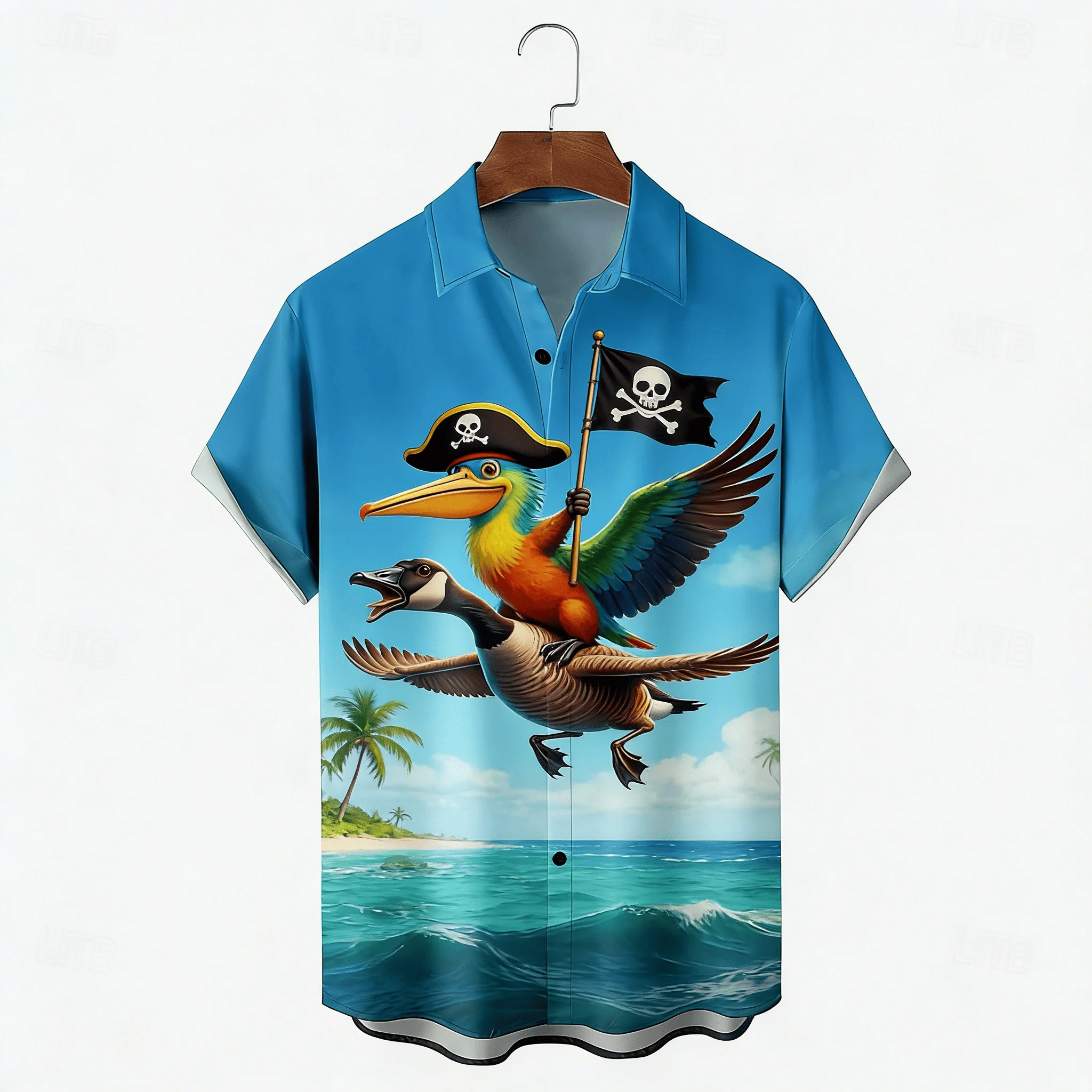

Men's Short Sleeve Hawaiian Shirt, Cartoon Print Casual Shirt, Lightweight Button Down Shirt for Spring Summer Daily Wear