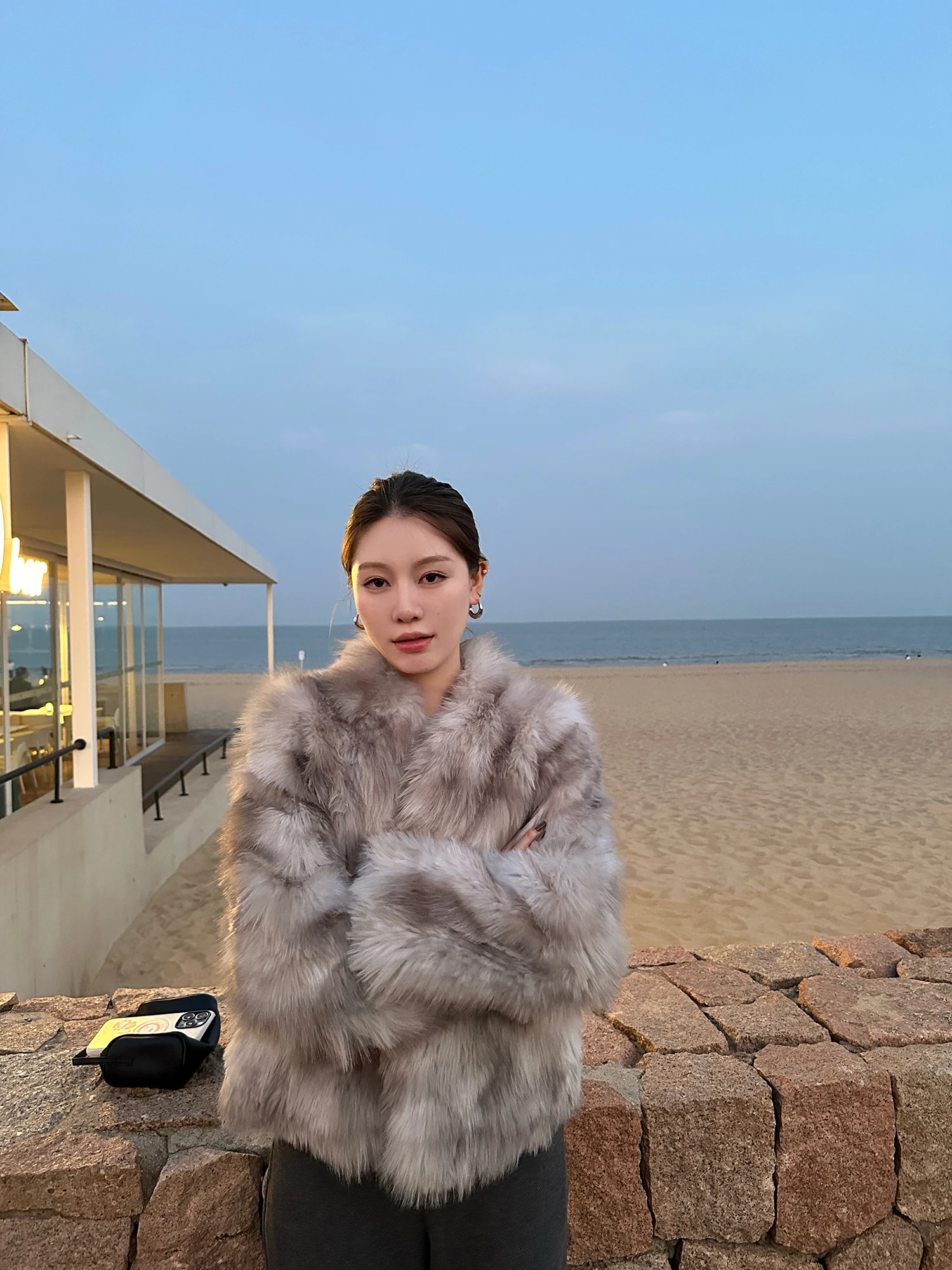 

Eco-Friendly Blue Fur Jaet Women's Autumn Winter Inteated Hair And Skin Outerwear Dyeing Tip Baby Xi