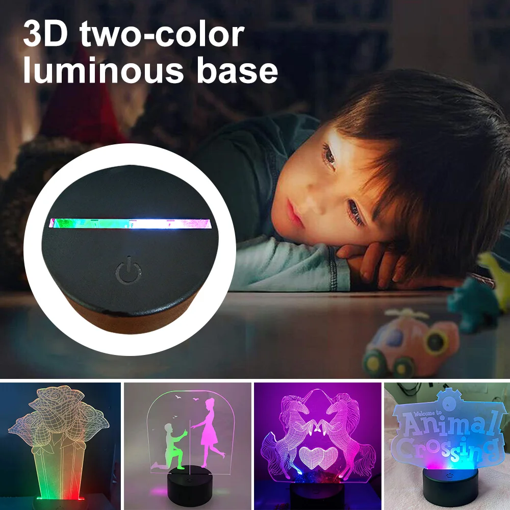 

1 Pc 3D Night LED Light Lamp Base 7 Colors LED Light Display Base With Remote Control and USB Cable For Acrylic