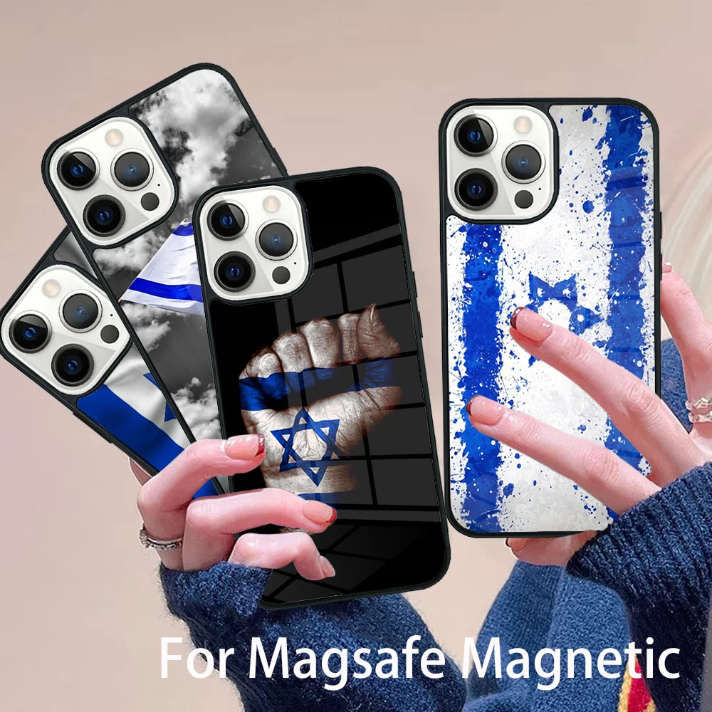 

i-Israe-l-L National Country Flag Phone Case Magesafe Magnetic Wireless Charge Cover For IPhone 16 11 12 13 14 15 Pro Max Plus