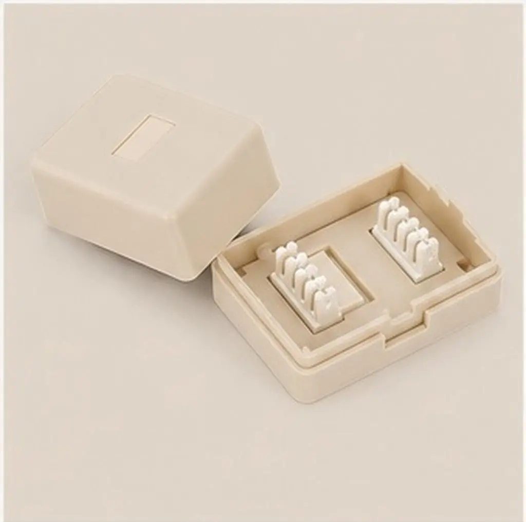 2Pcs Telephone Junction Box Single Hole Splitter Beige Compact Phone Adapter Connector Phone Line Splitter for Home Office