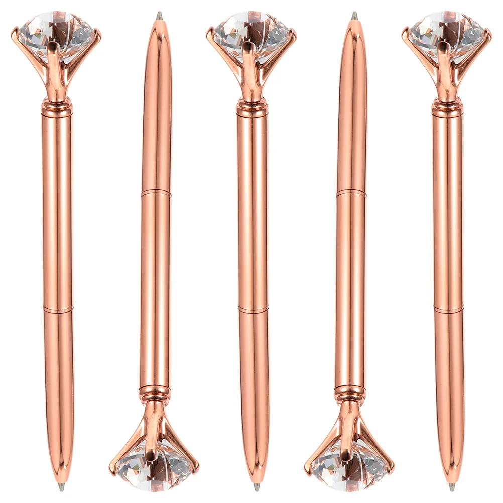 

5pcs Rhinestone Ballpoint Pen Funny Creative Design Smooth Writing For Students Office Home Use Ergonomic Cute Pens