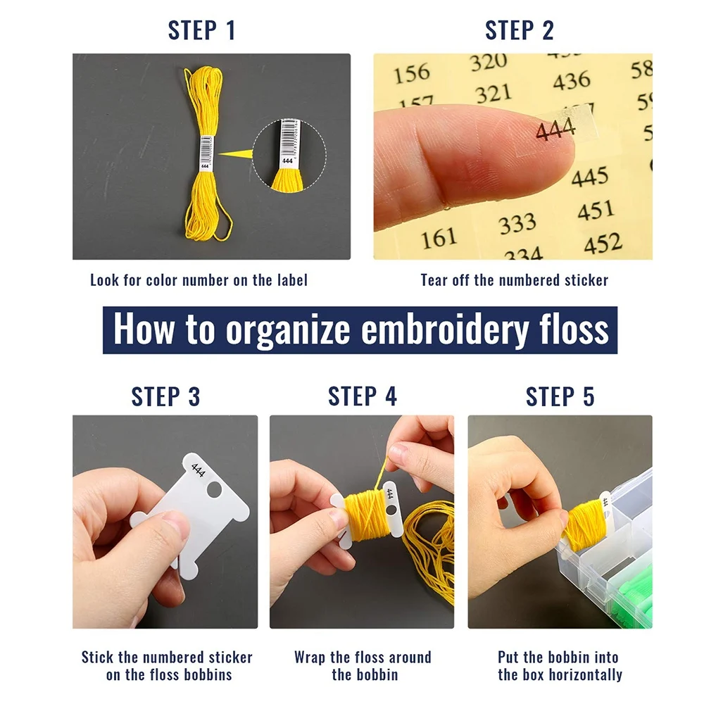 152Pcs Accessories Including Embroidery Thread Bobbins Organizer Box and Floss Number Sticker