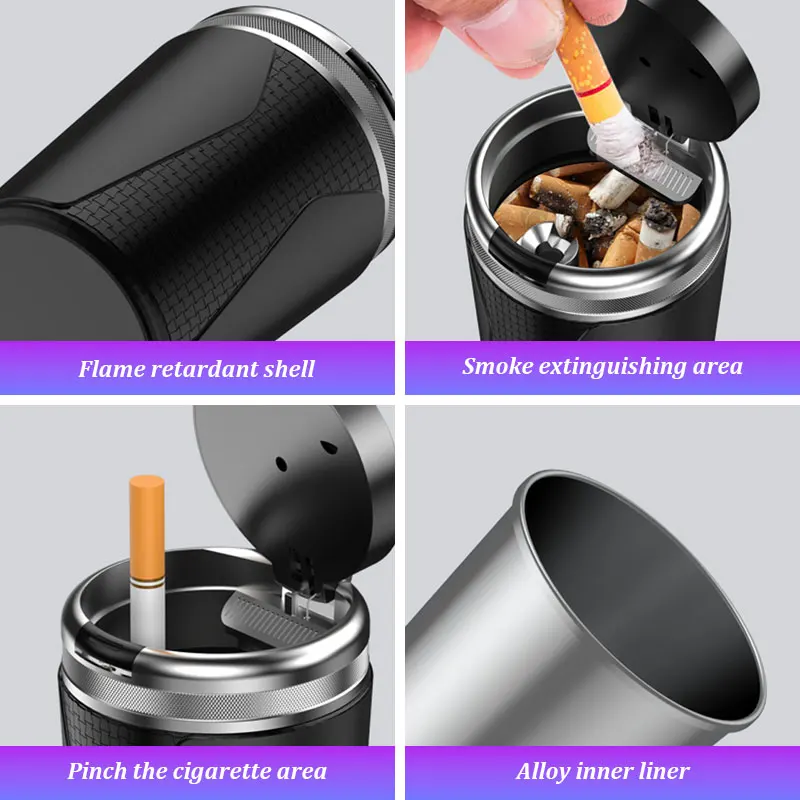 Car Ashtray With LED Light For BMW X1 X2 X3 X5 X4X6 X7 1 3 5 6 7 Series E60 E90 E70 G20 G30 G70 i7 Flame Retardant Cigarette Box view 4