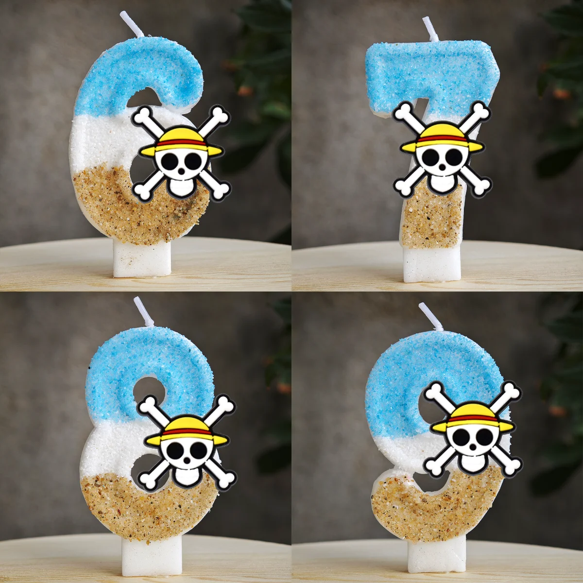 One Piece Geburtstagskerzen-Set Cartoon-Charakter Kuchendekoration für Kindergeburtstag Tortendeko