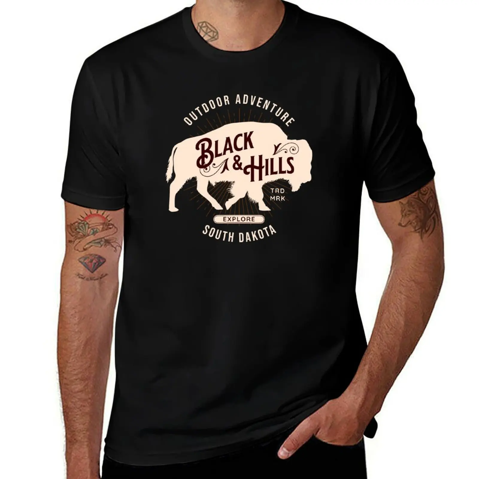 Copy of Cool Bison Buffalo Western Black Hills Sturgis Old West South Dakota T-Shirt sublime mens champion t shirts