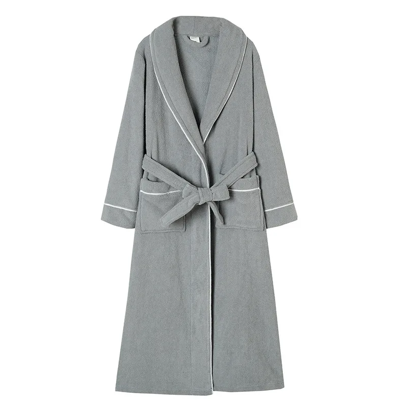 Autumn Winter Thicken Warm Couple Long Robe Sleepwear Flannel Kimono Bathrobe Gown Casual Coral Fleeece Women Homewear Lingerie