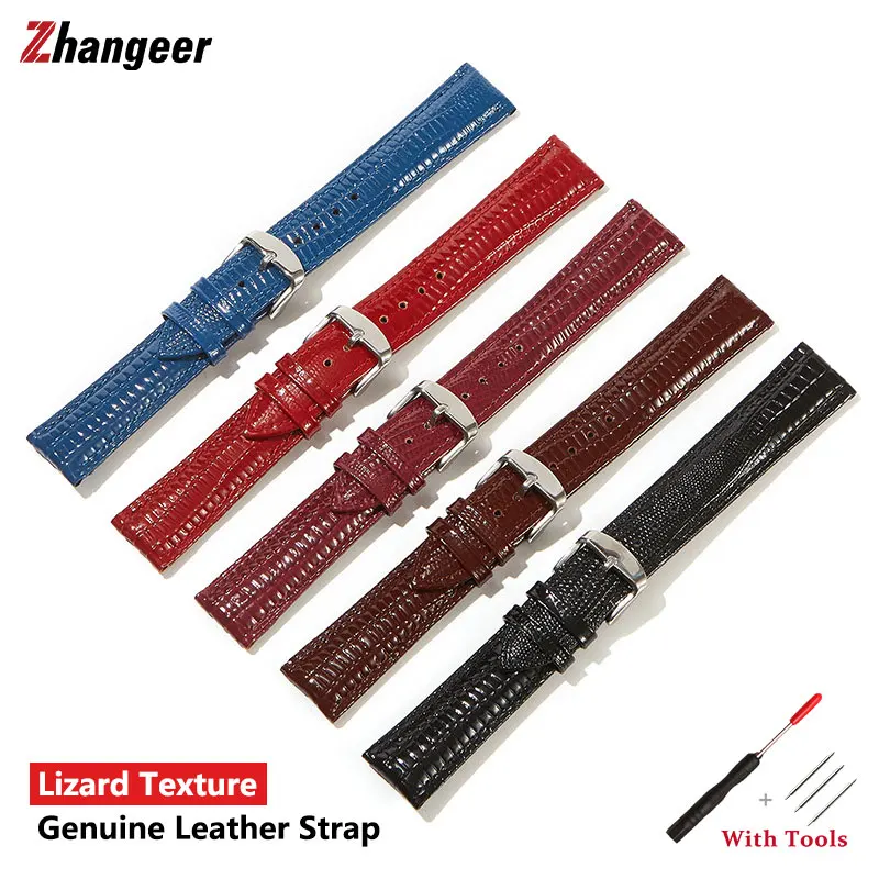 

Fashion Lizard Pattern Luxury Design Leather Watchbands Women Men Universal Watch Band 12 14 16 18mm 20mm 22mm 24mm Watch Straps