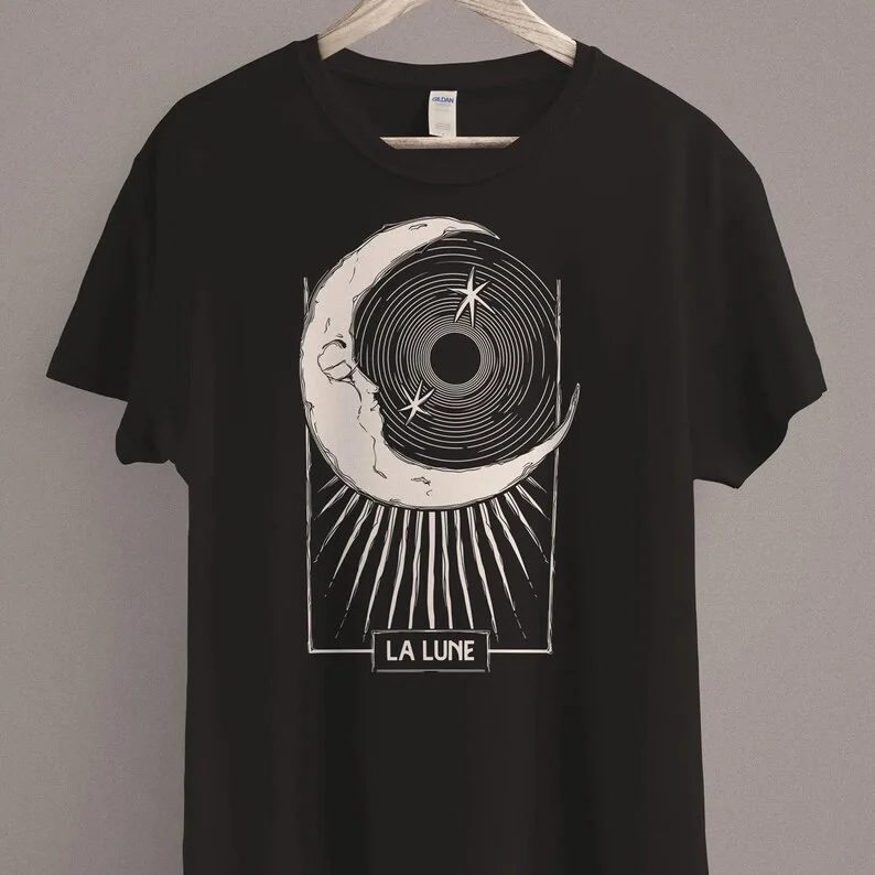 

Футболка La Lune Moon, платье ведьмы Таро, Wicca, эстетическая рубашка ведьмы, языческая футболка, топы с историей готики, уличная одежда