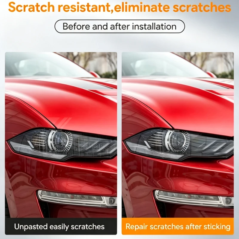For Ford Mustang 2018 2019 2020-2023 Smoke Black TPU Headlight TailLight Protection Film Pre-cut Anti-scratch Repair Transparent - view 3