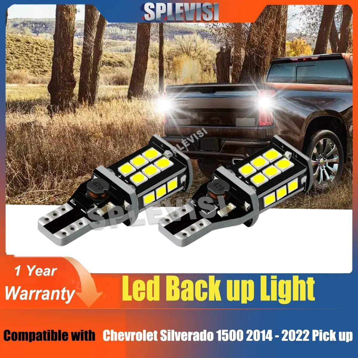 2PCS LED Backup Reversing Lights Back Up For Chevrolet Silverado 1500 2014 2015 2016 2017 2018 2019 2020 2021 2022 Pick up