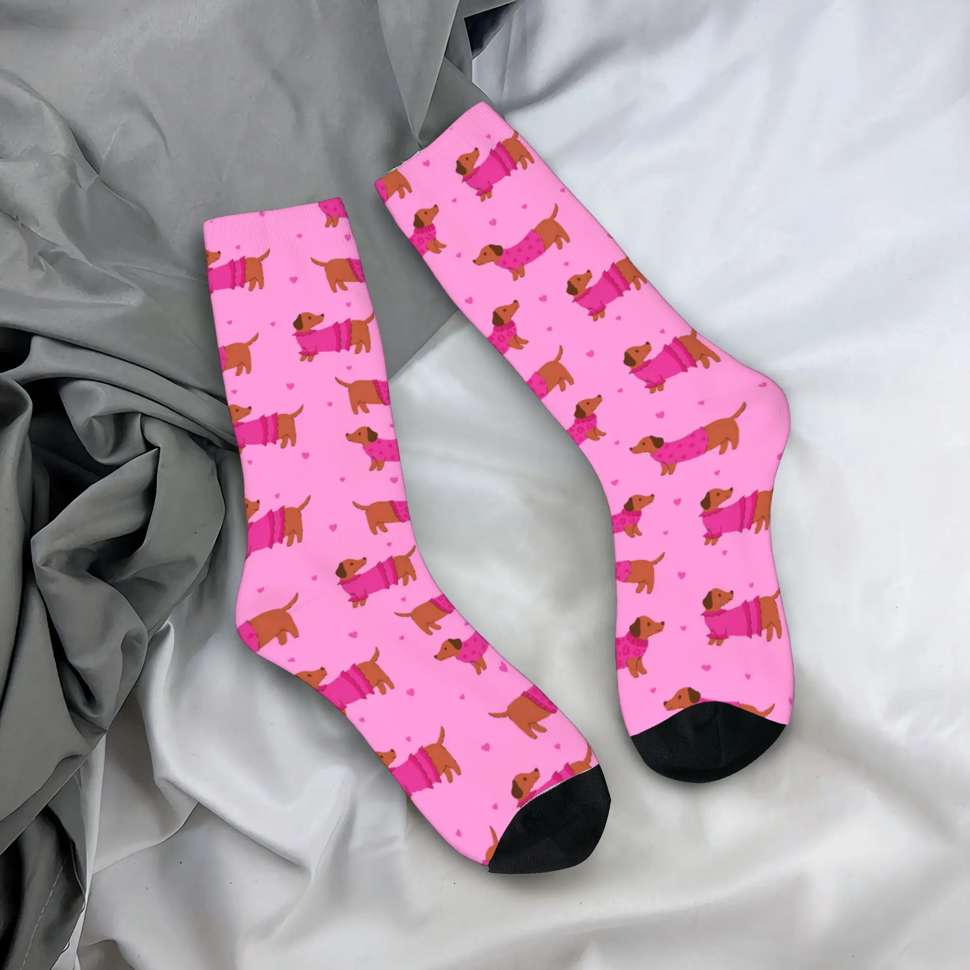 cute dachshunds in pink suits Stockings Couple Socks High Quality Modern Socks Winter Outdoor Sports Anti Sweat Socks Gift