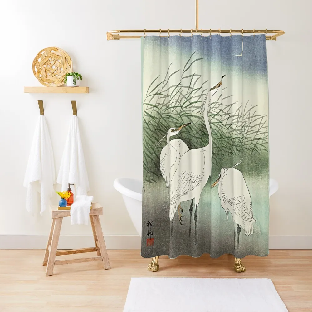 

Herons in Shallow Water by Ohara Koson Shower Curtain Bathroom Showers Set For Bathroom Bathtub Curtain