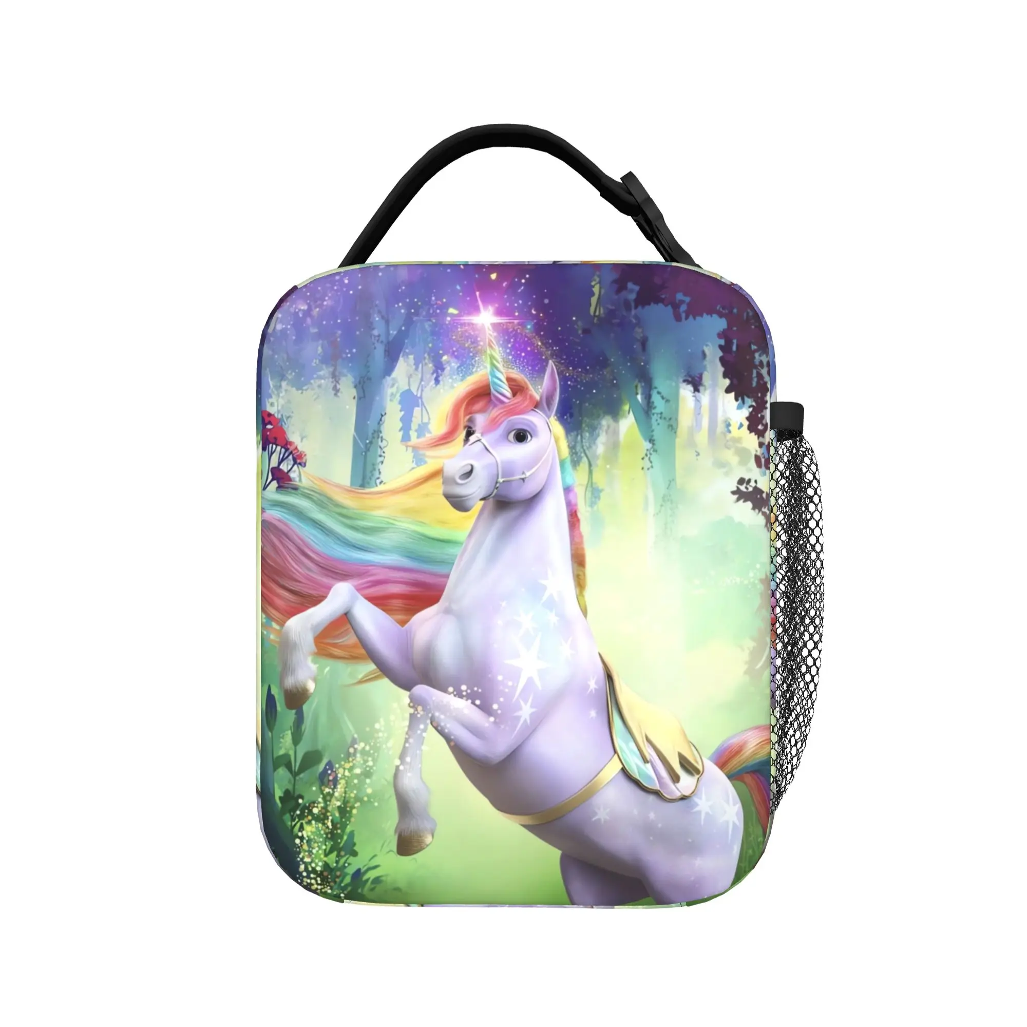 Unicorn Academy Lunch Bag For Unisex  Graphic Design Lunch Box Funny Travel Cooler Bag Portable Oxford Thermal Tote Handbags