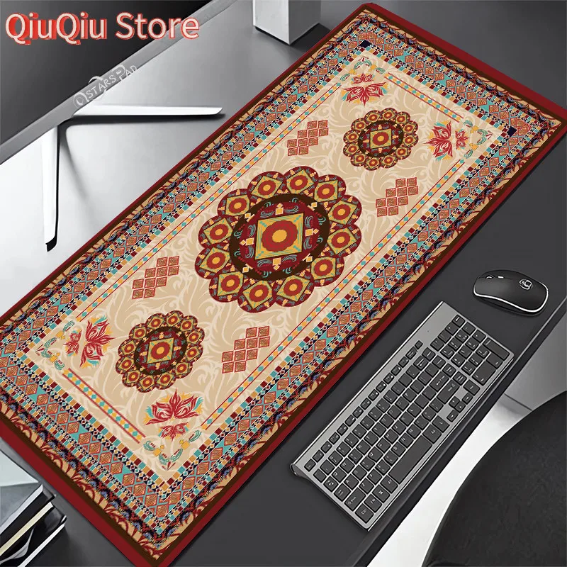 Persian Carpet Mouse Mat 90x40cm Computer Large Mousepad Flower Office Rubber Mat Non-slip Table Pads 80x30 Notebook Computer De view 2