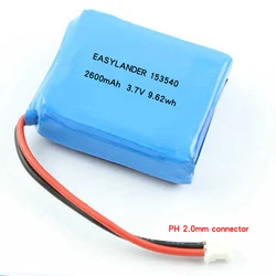 PH 2.0 2600mah 3.7v 153540 Lithium Li Polymer Battery FOR VENSTAR S404 Bicycle Bluetooth Speaker Column DVR-mirror Car Navigator