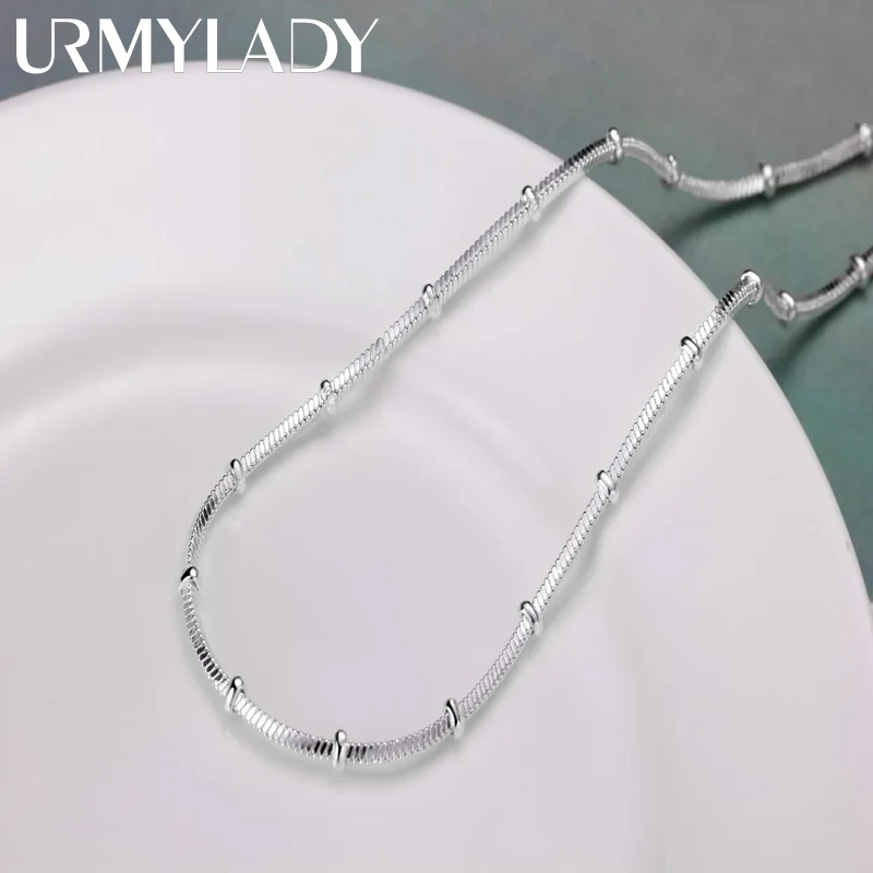 45-60cm 925 Sterling Silver Necklace Snake chain Beautiful Simple bead For Women wedding Fashion Jewelry Christmas Gifts