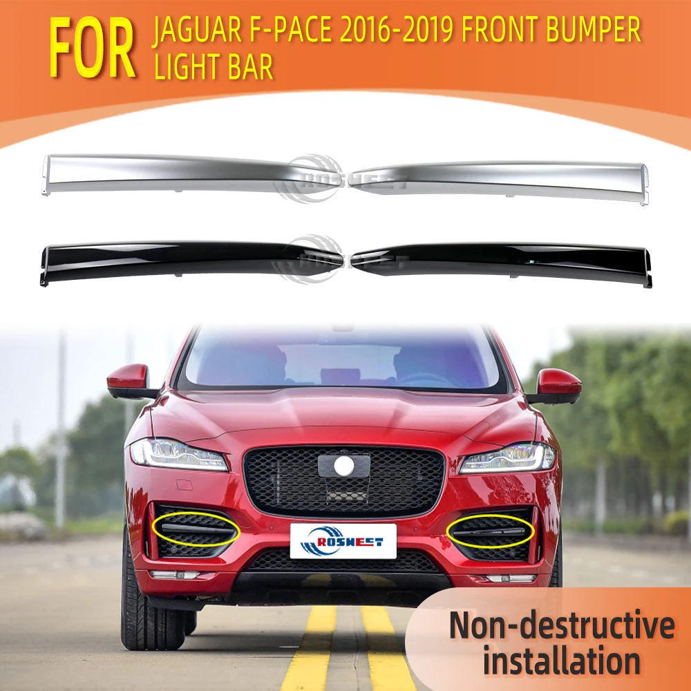 

High Quality Front Bumper Chrome Strip cover For Jaguar 2016 2017 2018 2019 F-PACE Bumper Accessories T4A6233