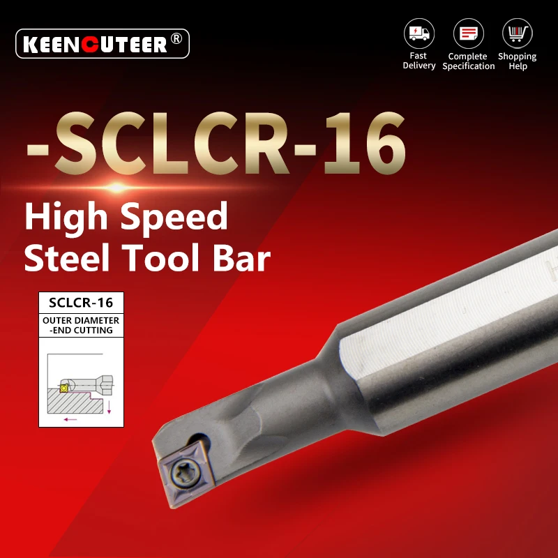 HSS H08K-SCLCR06-16 H10K-SCLCR06-16 H1004K-SCLCR03 High speed steel turning tool SCLCR06 Bar Turning Holder Cutter Bar CNC Lathe