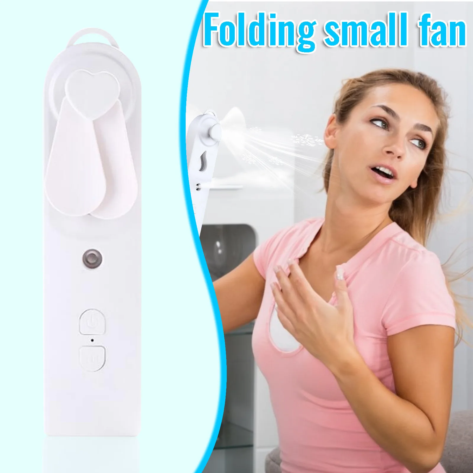 

Портативный вентилятор 2 в 1, увлажнитель воздуха, USB перезаряжаемый ручной вентилятор, распыление воды, мини-вентилятор для путешествий на открытом воздухе, увлажняющий туман, охлаждающий вентилятор