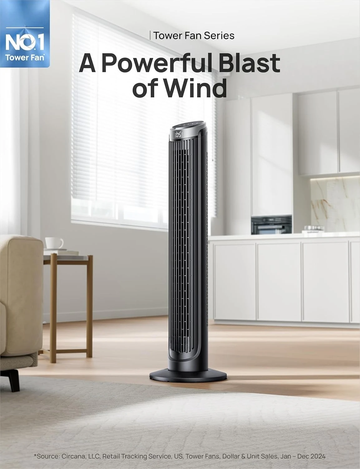 

Башенный вентилятор для спальни, 90 ° Осциллирующие вентиляторы, который продувовать холодный воздух, 5 скоростей, 4 режима, скорость 26 футов/с, тихий таймер 12 часов и 28 дБ, новинка