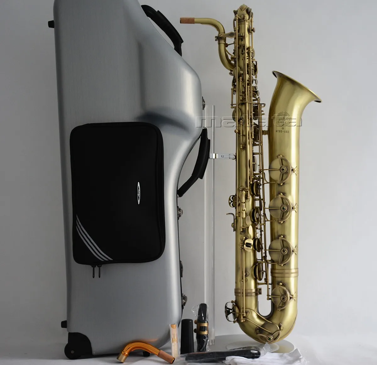 Fast Ship Antique bronze Baritone Saxophone New Eb Bari 2 Necks With Luxury flight Case