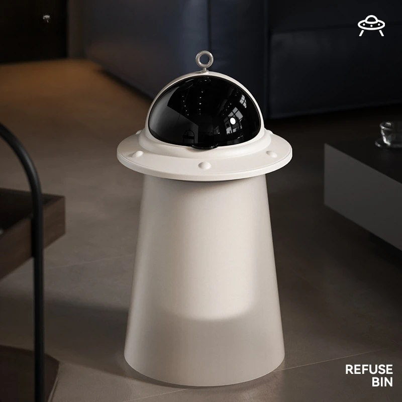 

Futuristic UFO Shape Flip-Top Wastebaskets Large Capacity Trash Cans Bathroom Accessories Home Kitchen Bedroom Modern Home Decor