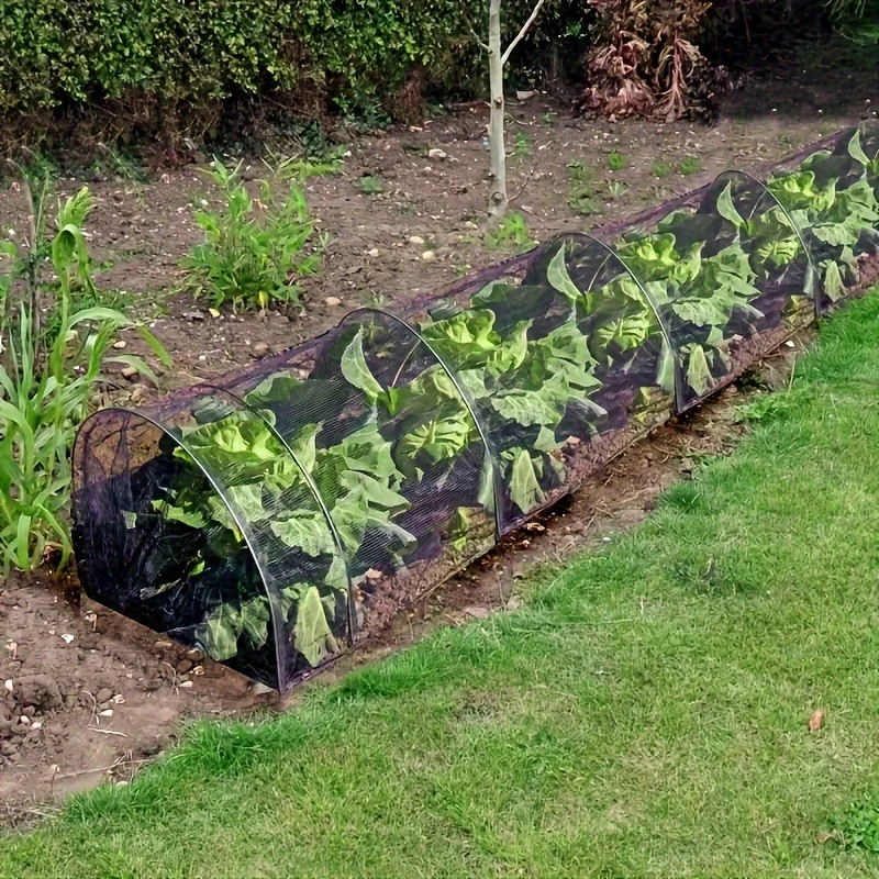 1PC Foldable Black Mesh Tunnel UV Protection Bird Insect Barrier Net Cover Backyard Farm Greenhouse Plant Protective Tunnel