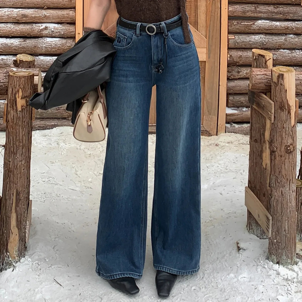 LOUISYAO 2026 Autumn Winter Thick Women's Straight Leg Jeans High Quality Office Streetwear Casual Long Denim Pants