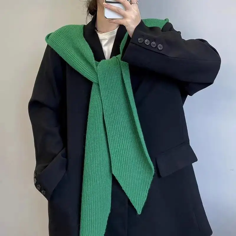 

2023 New Knitted Hooded Cowl Neck Wrap Women's Outerwear Color Versatile Scarf Fashionable Shoulder Pad Match Coat