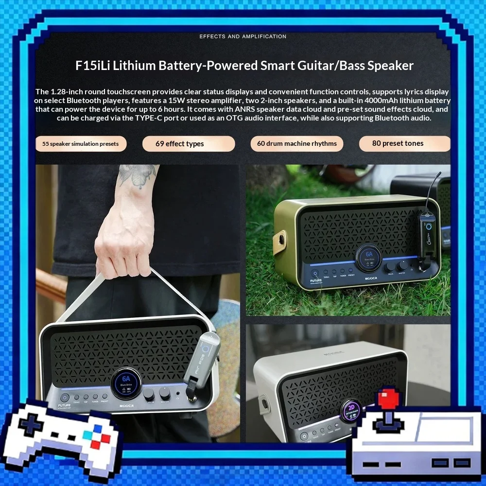 MOOER F15i Li F40i Intelligent Modeling Guitar Amplifier Bluetooth Practice Amp with Effects For Gifts