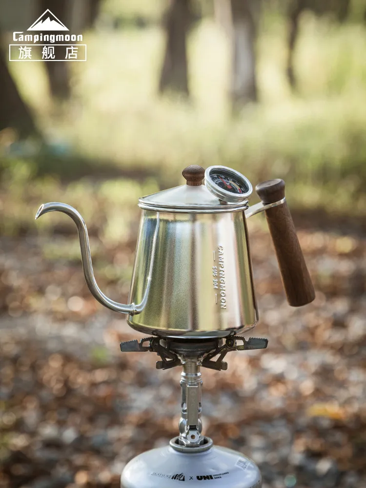 

Кофейник для ручного заваривания CAMPINGMOON с тонким носиком, черной термозащитной крышкой, внешней ручкой, для заправки кофе, модель SW-3