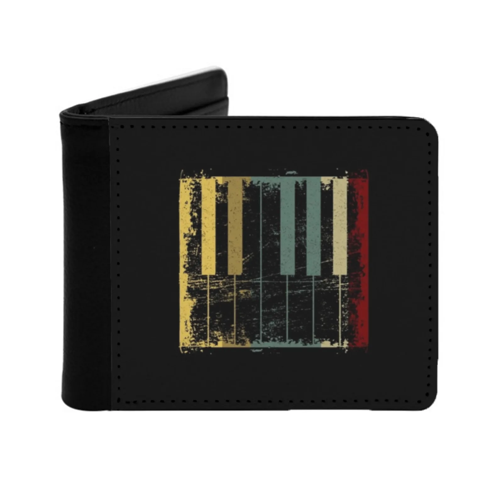 Piano Piano Pianist Gift Personalized Men's Leather Wallet Credit Card Pouch Purse Piano Keys Instrument Play Piano Music