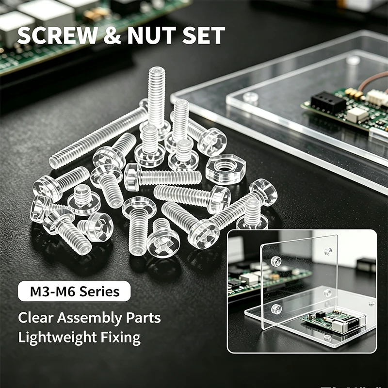 25~100set Transparents acrylic cross bolts M3 M4 M5 M6 round head PC transparents bolts flat head hand-tight screws nuts