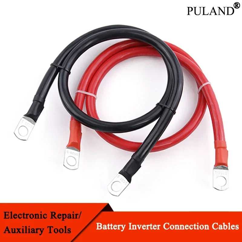 

Battery Inverter Connection Cable Set with M8 SC Terminals 8/6/4/2 AWG 10/16/25/35mm2 UPS Wire Red Copper Core Tin-plated Lug