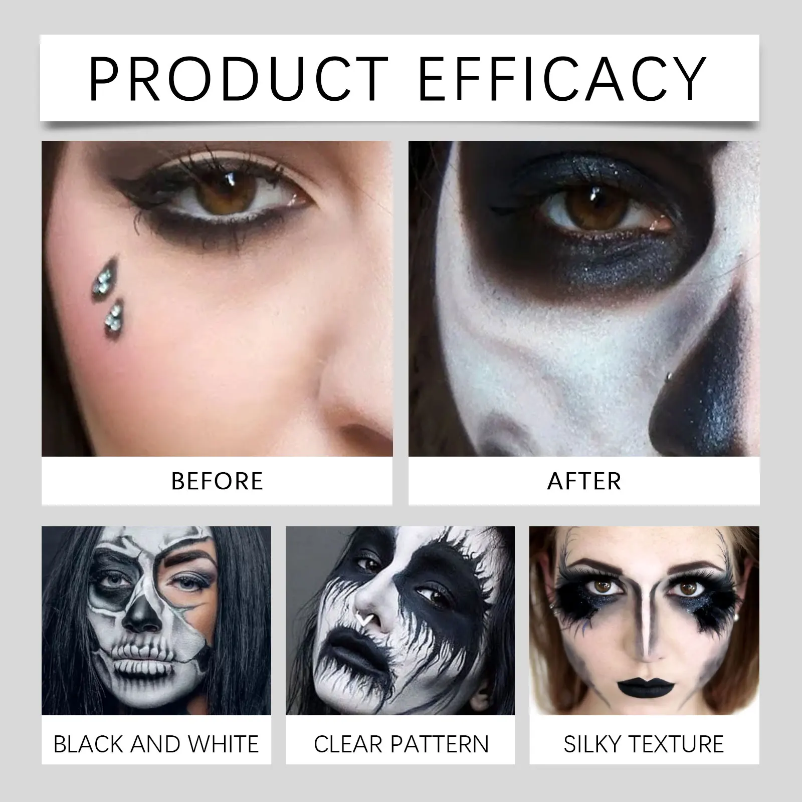 عصا طلاء الجسم والوجه من EELHOPE لمكياج الهالوين، لوحة ناعمة لكامل الجسم، فستان كهيكل عظمي للمهرج الكسول ومصاصي الدماء #3